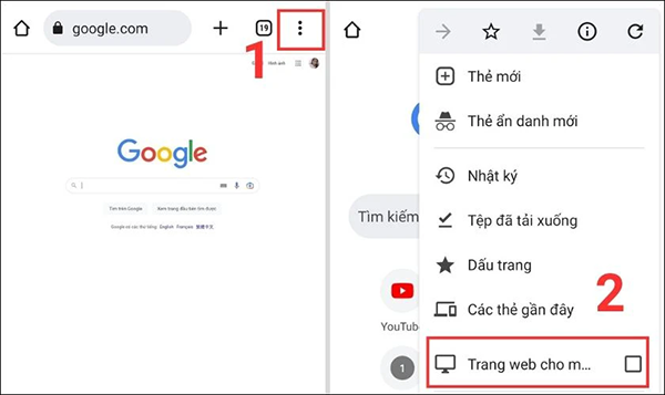 Trang web cho máy tính