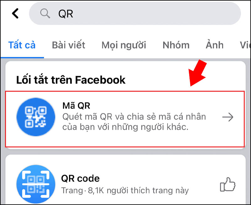 chọn và quét mã QR