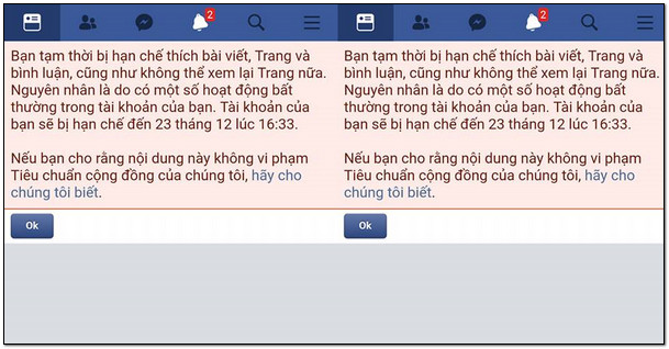 Cách 1: kiểm tra bị chặn comment trên facebook trong bao lâu trên trình duyệt điện thoại