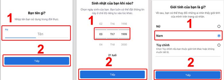 Thiết lập đầy đủ các thông tin