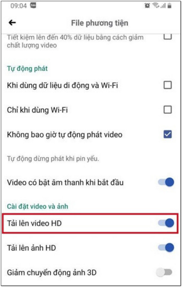 Tải video HD trên messenger